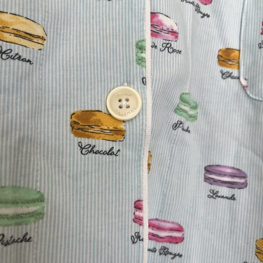BedHead Pajamas 2X Macaron Print Pajama Set Blue Parisian Macarons PJs - Picture 5 of 9